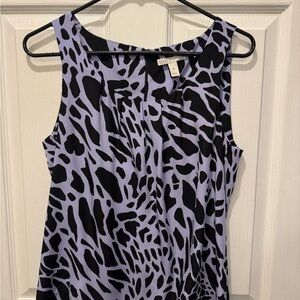 Dana Buchman Black and Purple Patterned Blouse